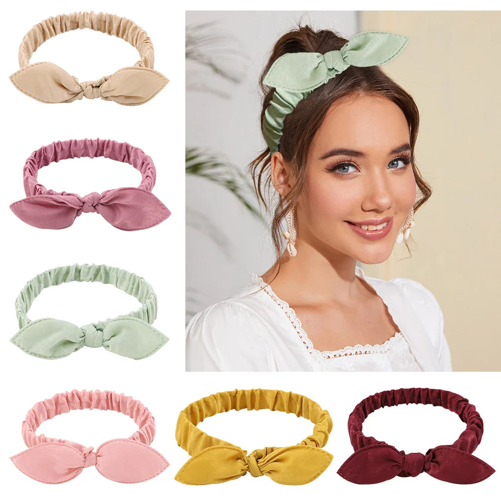 New Women's Suede Soft Print Headbands - Vintage Boho Cross Knot Elastic Hairbands, Solid Color, Girls Hair Accessories