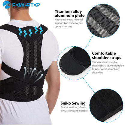 Alloy Bar Posture Corrector – Scoliosis Back Brace Spine Corset with Shoulder Therapy Support, Orthopedic Posture Correction Belt