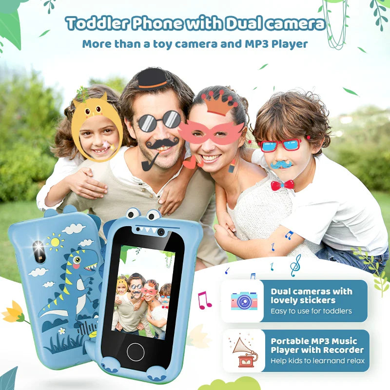 Kids Toy Phone with Dual Camera & MP3 - Touchscreen Learning Toy for 3-12 Year Olds, Birthday Gift Idea