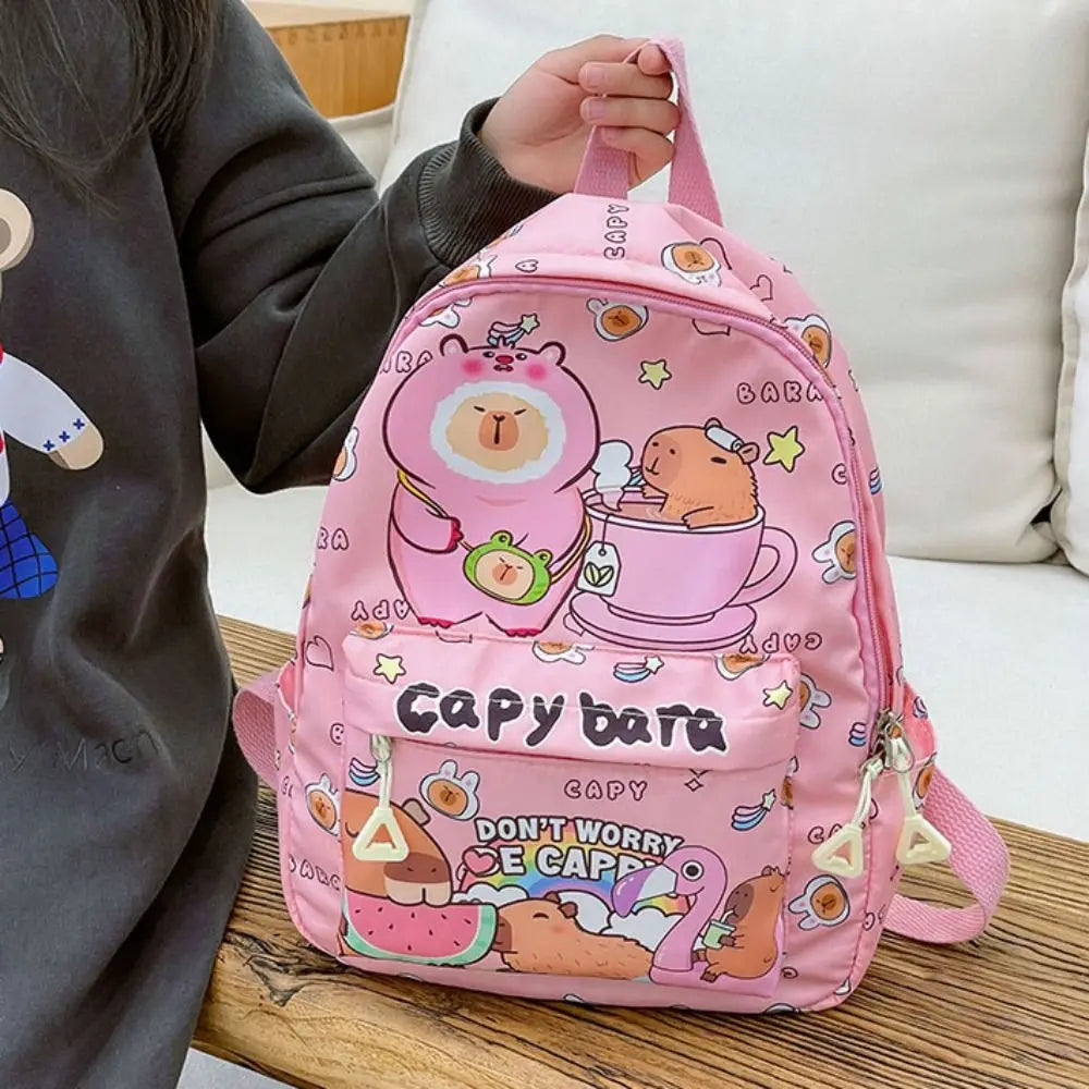 Cute Capybara Backpack | Large Capacity, Breathable Nylon Schoolbag for Students, Women & Girls, Ultra-Light Book Bag