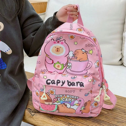 Cute Capybara Backpack | Large Capacity, Breathable Nylon Schoolbag for Students, Women & Girls, Ultra-Light Book Bag