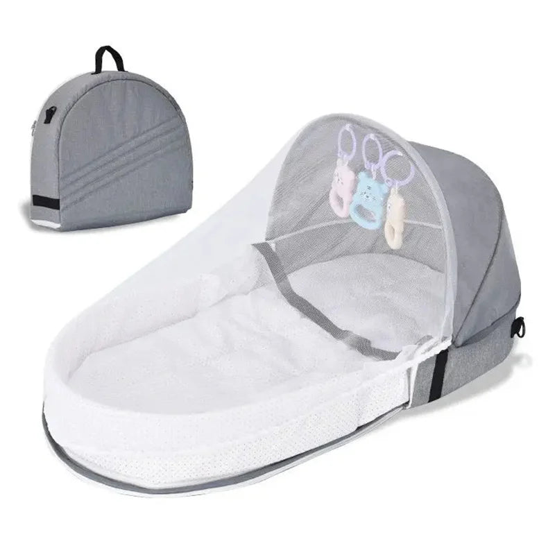 Foldable Baby Travel Crib - Anti-Crush Portable Bed with Mosquito Net & Comfortable Mattress for Newborns
