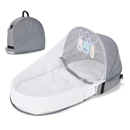 Foldable Baby Travel Crib - Anti-Crush Portable Bed with Mosquito Net & Comfortable Mattress for Newborns
