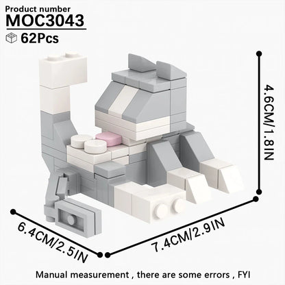 MOOXI Animal Series 62PCS MOC Cat Figures – DIY Building Blocks Educational Toys for Kids, Birthday Gift MOC3042-3045
