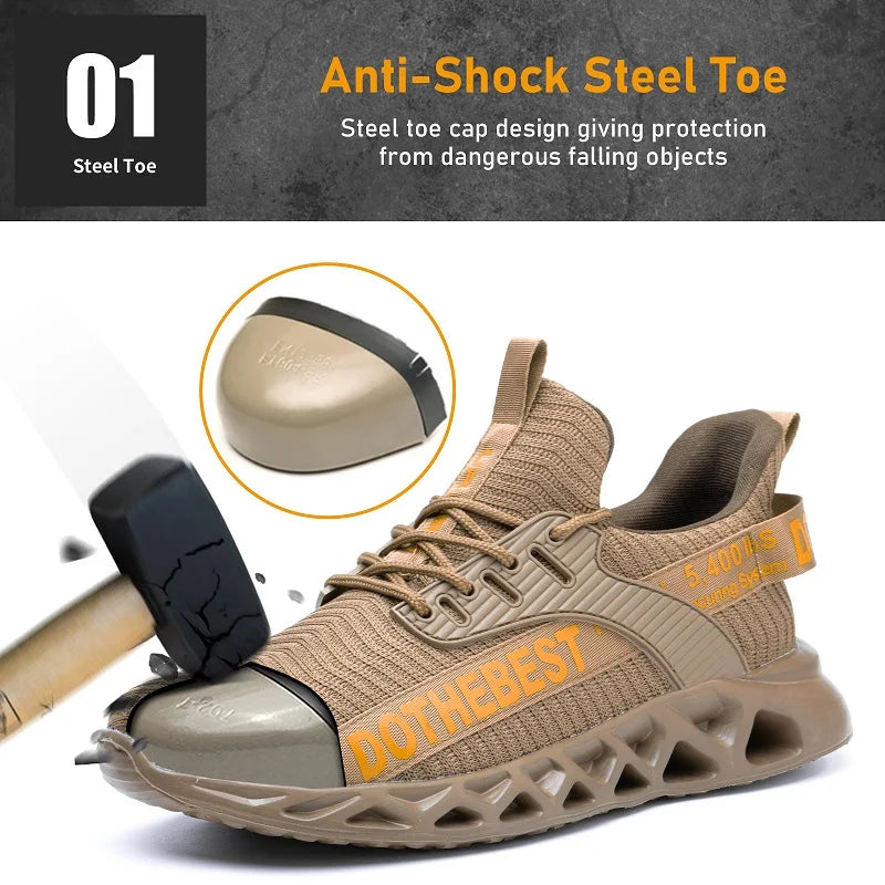Steel Toe Safety Shoes for Men & Women – Lightweight Puncture-Proof Work Sneakers, Unisex Construction Boots