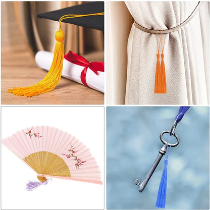 100pcs 13cm Silk Tassel Fringe - Mini Silky Floss Bookmark Tassels for DIY Crafts, Jewelry Making, and Souvenir Bookmarks