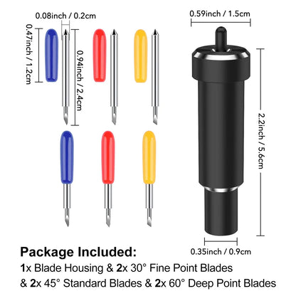 Metal Cut Blade Set with Housing — Compatible with Cricut Maker, Maker 3, Explore Air 2 & Explore 3, Replaceable Deep-Point Blade