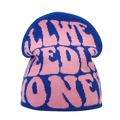 Y2K Letter Knitted Beanie Cap – Unisex Winter Autumn Warm Ski Skullcap, Hip Hop Streetwear Ear Cover Hat for Men & Women