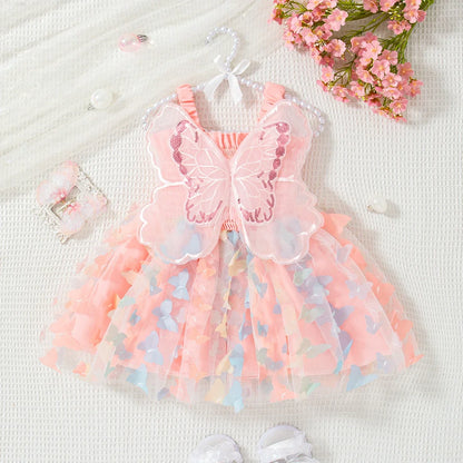 Princess Baby Girl Dress - Cute Butterfly Suspender Outfit for Ages 9 Months–3 Years
