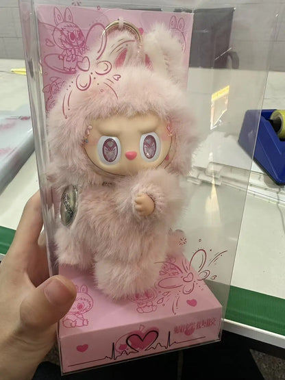 17cm Pop Labubu Pink Leader Butterfly Eye Angel Vinyl Doll Pendant — Cute Zimomo Ornament, Holiday Gift Toy