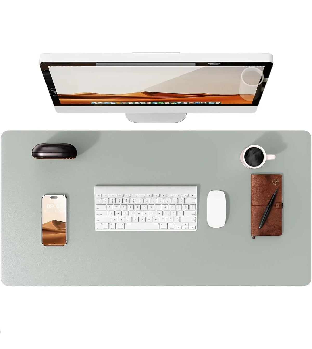 Large Leather Mouse Pad Desk Mat - Non-Slip PU Leather Office Desk Protector for Laptop & Workspace Setup
