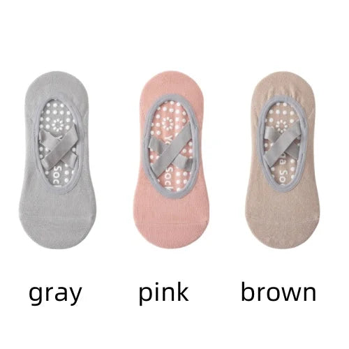 Women’s Anti-Slip Yoga Socks 1–3 Pairs – Silicone Grip Ballet Pilates Backless Breathable Sport Socks for Fitness & Dance