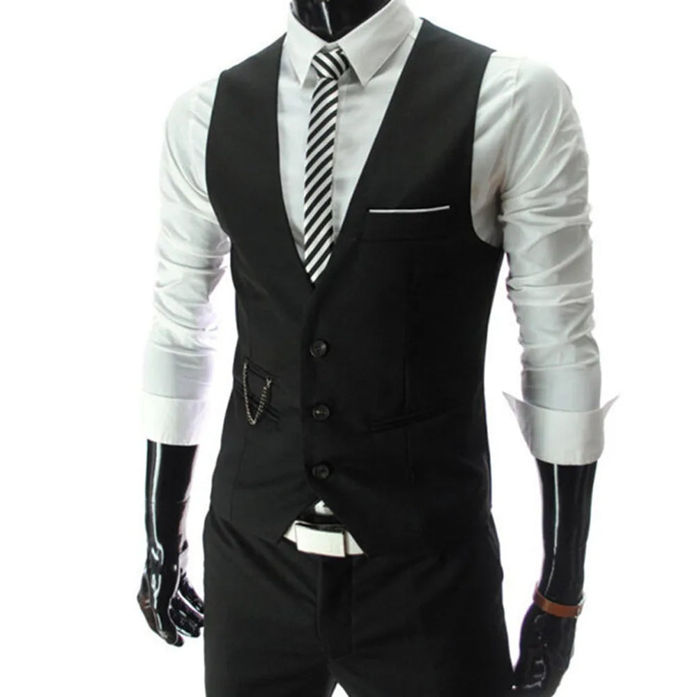 Men's Slim Fit Dress Vest 7XL - High Quality Suit Waistcoat, Sleeveless Formal Business Jacket for Casual Wear