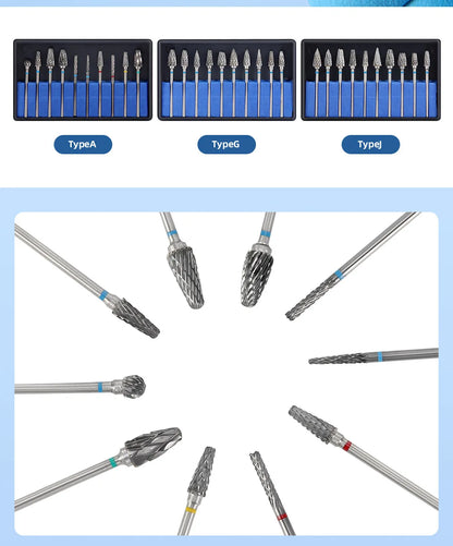 DENTAL Carbide Drills Kit - 2.35mm HP, Autoclavable at 135°C, for Universal Grinding, Removing & Polishing