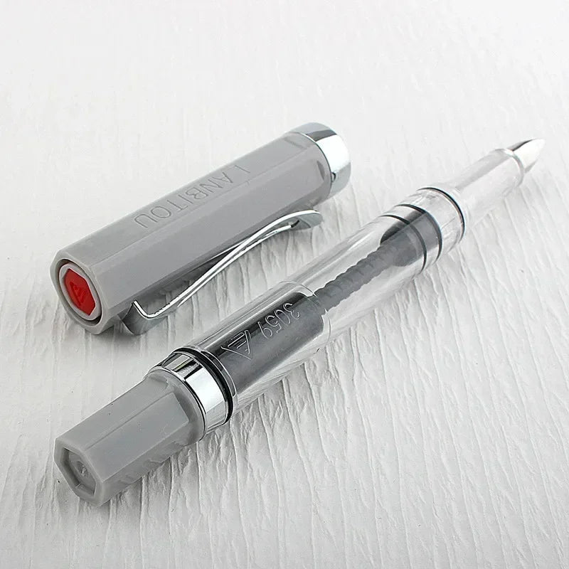 3059 Piston Fountain Pen – High-Quality Transparent Resin with EF/F Nib (0.38/0.5mm) for Business & Gift