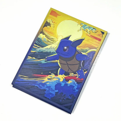 60PCS Standard Card Sleeves 66x91mm — Tortoise Great Wave Design Protectors for TCG, MTG, Pokémon