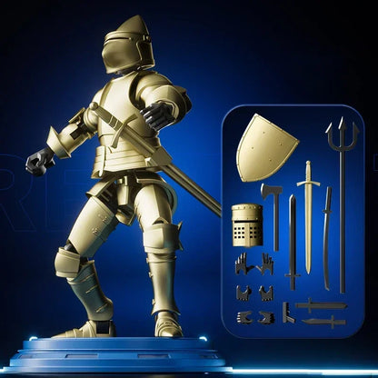 Knight Action Figures Paladin - 13-Jointed Movable Shapeshift Robot, 3D Printed Mannequin Character Toy, Kids Gifts