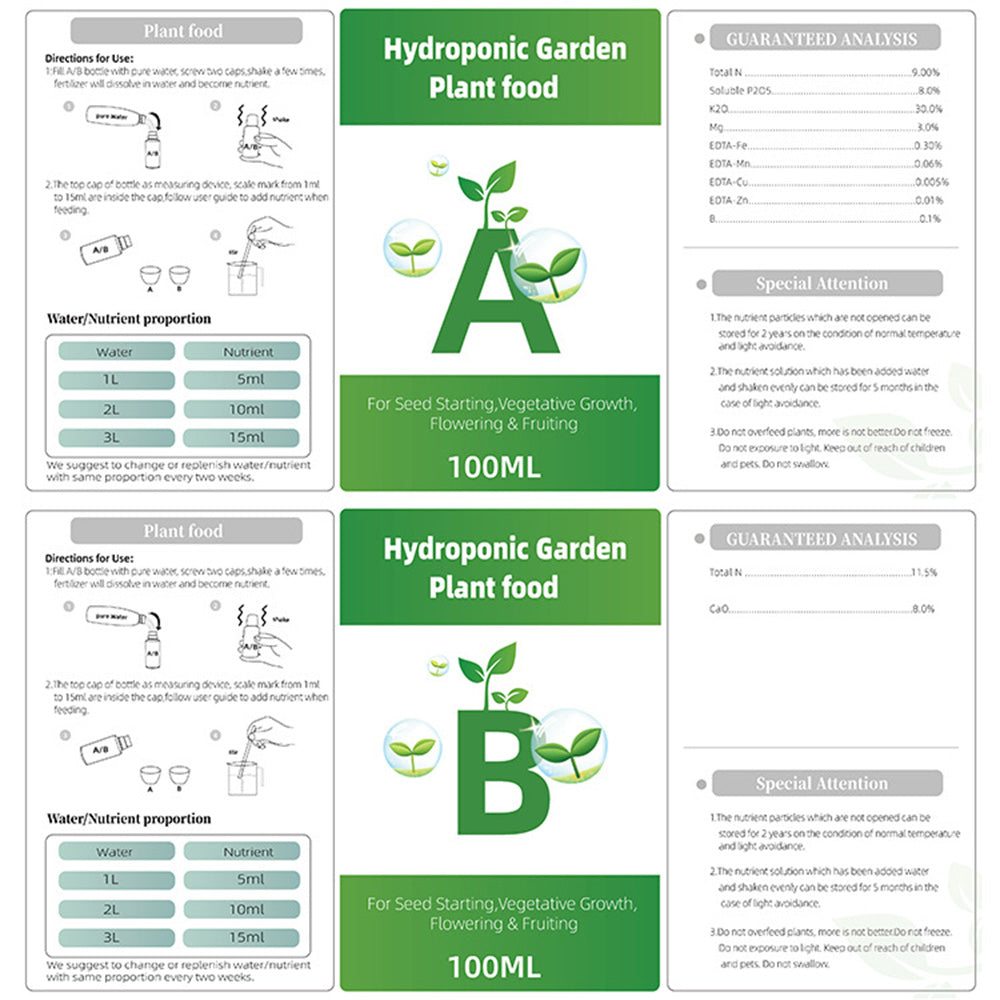 AB Two-Part Fertilizer Set – Hydroponic Plant Food for Flowers, Vegetables, and Grass Nutrients