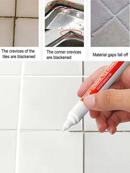 PC Ceramic Tile Gap Color Repair Pen - Waterproof and Anti-Mildew Whiteboard Pen for Bathroom Wall and Floor Tiles