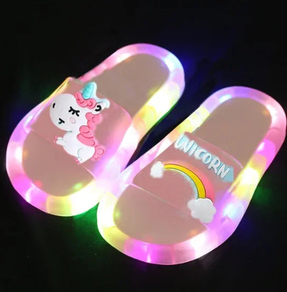 Cartoon Animal Kids’ Slippers - Cute Light-Up Unicorn Shoes for Boys & Girls, Toddler Indoor Bathroom Slippers