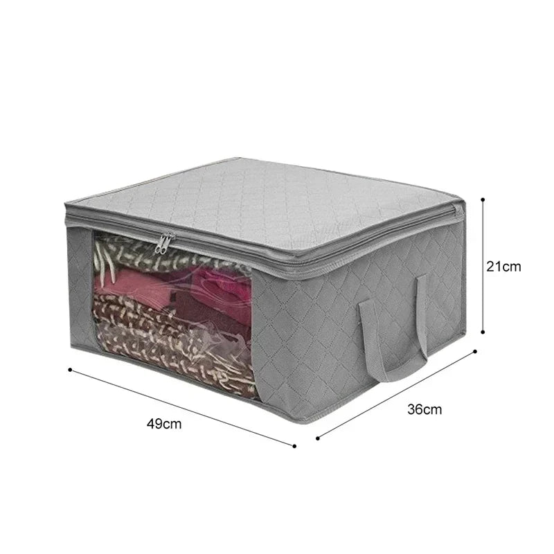 Large Capacity Foldable Clothing Storage Box — Non-Woven Fabric Organizer with Zipper for Quilts and Clothes