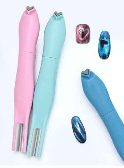 3D Love Heart Nail Magnet Stick – 3-in-1 Cat Eye, Double Line, Moon & Snake Pattern UV Gel Manicure Tool