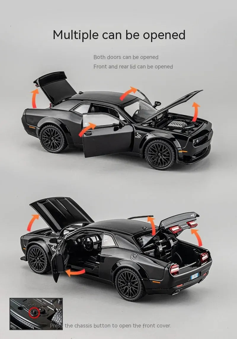 Dodge Challenger Hellcat 1:32 Scale Die-Cast Toy Car – Pull Back Model with Sound and Light Features