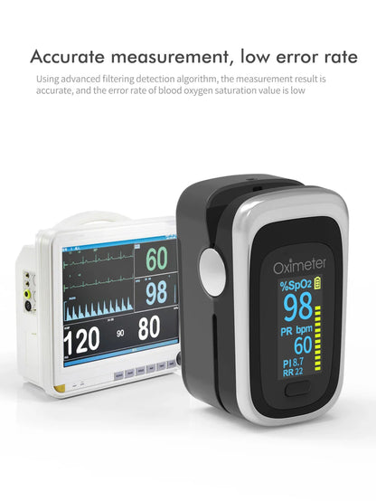 Kiuzou Medical Finger Pulse Oximeter – Portable OLED SPO2, PR, Sleep Monitor, 8-Hour Battery, Blood Oxygen Case