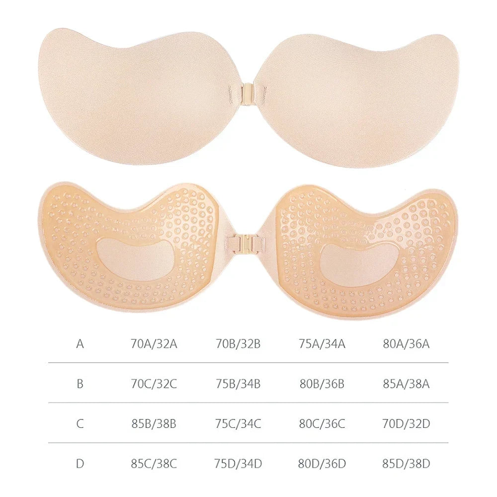 Flaunt Your Style: Invisible Strapless Adhesive Stick Bra - Push-Up Design, Seamless Silicone Nipple Covers, Perfect Lingerie Bralette for Women