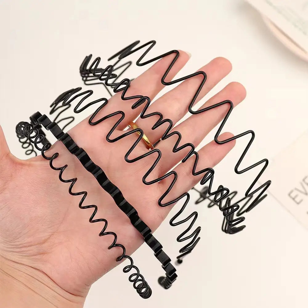 5mm Width Metal Iron Headband - Unisex Black Wave Hair Head Hoop Band - Fashion Sport Hairband Accessories