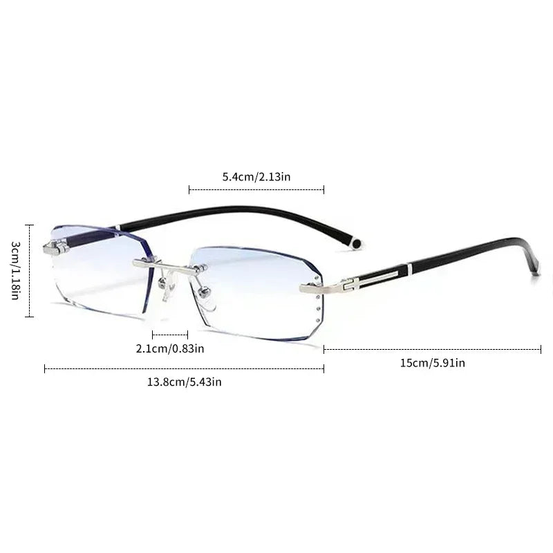 Luxury Diamond-Cut Photochromic Reading Glasses – Rimless Men’s & Women’s Color-Changing Presbyopia Eyewear