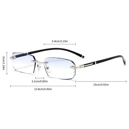 Luxury Diamond-Cut Photochromic Reading Glasses – Rimless Men’s & Women’s Color-Changing Presbyopia Eyewear