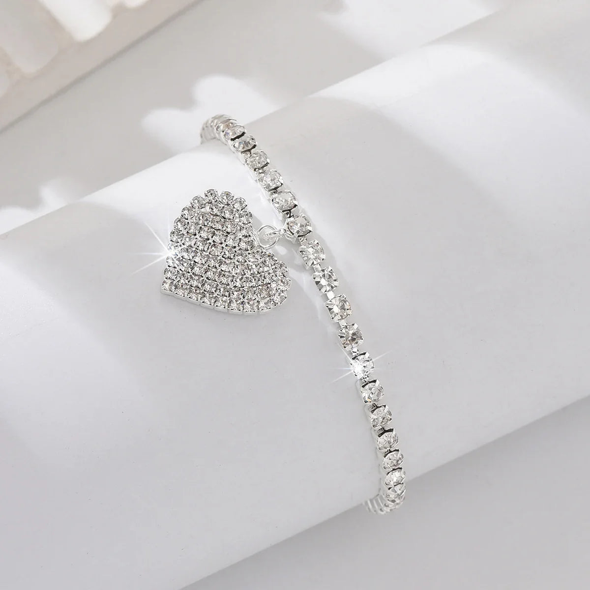 Women's Premium Copper Inlaid Water Diamond Love Foot Chain Bracelet – Fashion Wedding Party Jewelry Accessories