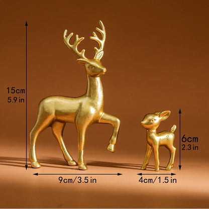 2-Piece Mother & Baby Deer Figurines – Cute Kawaii Sculptures for Kids Room & Christmas Home Decor