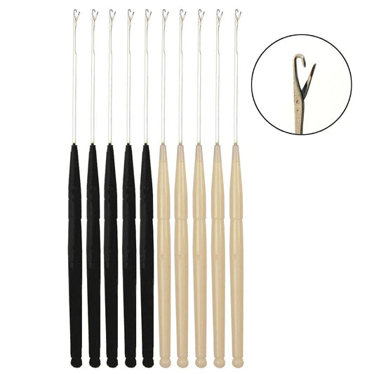 10PCS Micro Rings Hook Needle Set – Plastic Handle Hair Extension Installation Tool