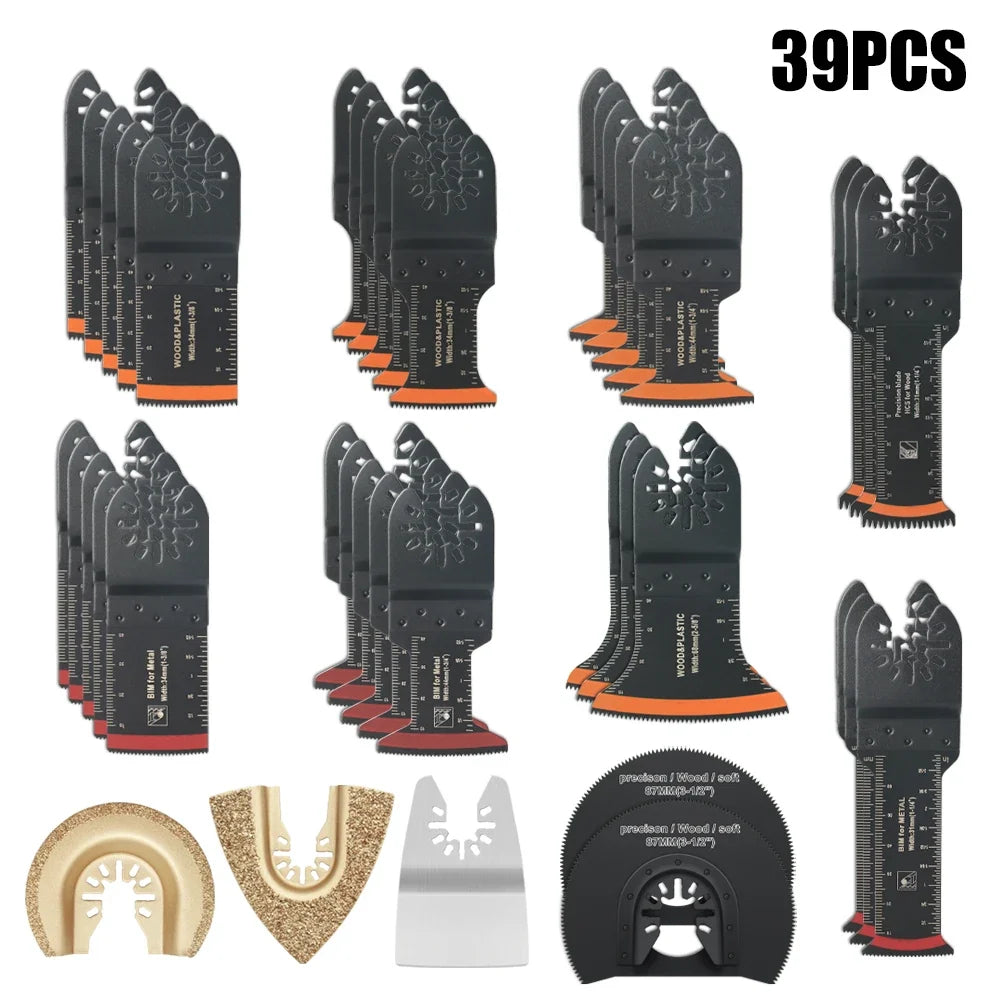 Tooth Oscillating Saw Blade Kit - 10-39PCS Carbide Multitool Blades for Wood PVC & Metal Cutting