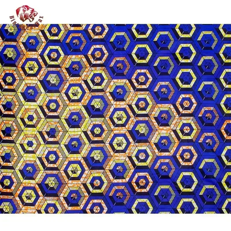 BintaRealWax Geometric Ankara Fabric - Polyester Sewing Cloth by the Yard FP6258