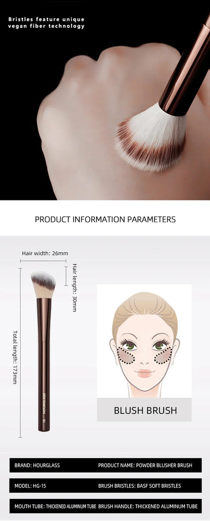 HOURGLASS No. 15 Liquid Blush & Angled Contour Brush – Professional Loose Powder Beauty Tool