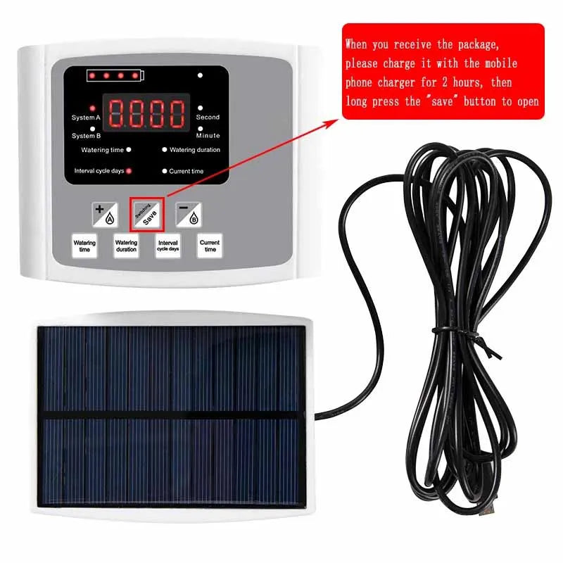 Solar Drip Irrigation System with Dual Pump & Timer | Automatic Plant Watering Device for Gardens