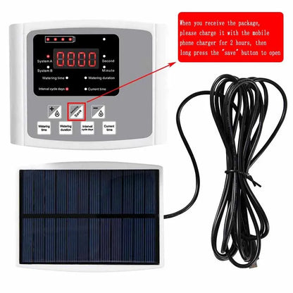 Solar Drip Irrigation System with Dual Pump & Timer | Automatic Plant Watering Device for Gardens