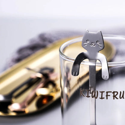 Stainless Steel Cat-Shaped Coffee Spoon – Cute Teaspoon Dessert & Ice Cream Mini Scoop for Kitchen Tableware