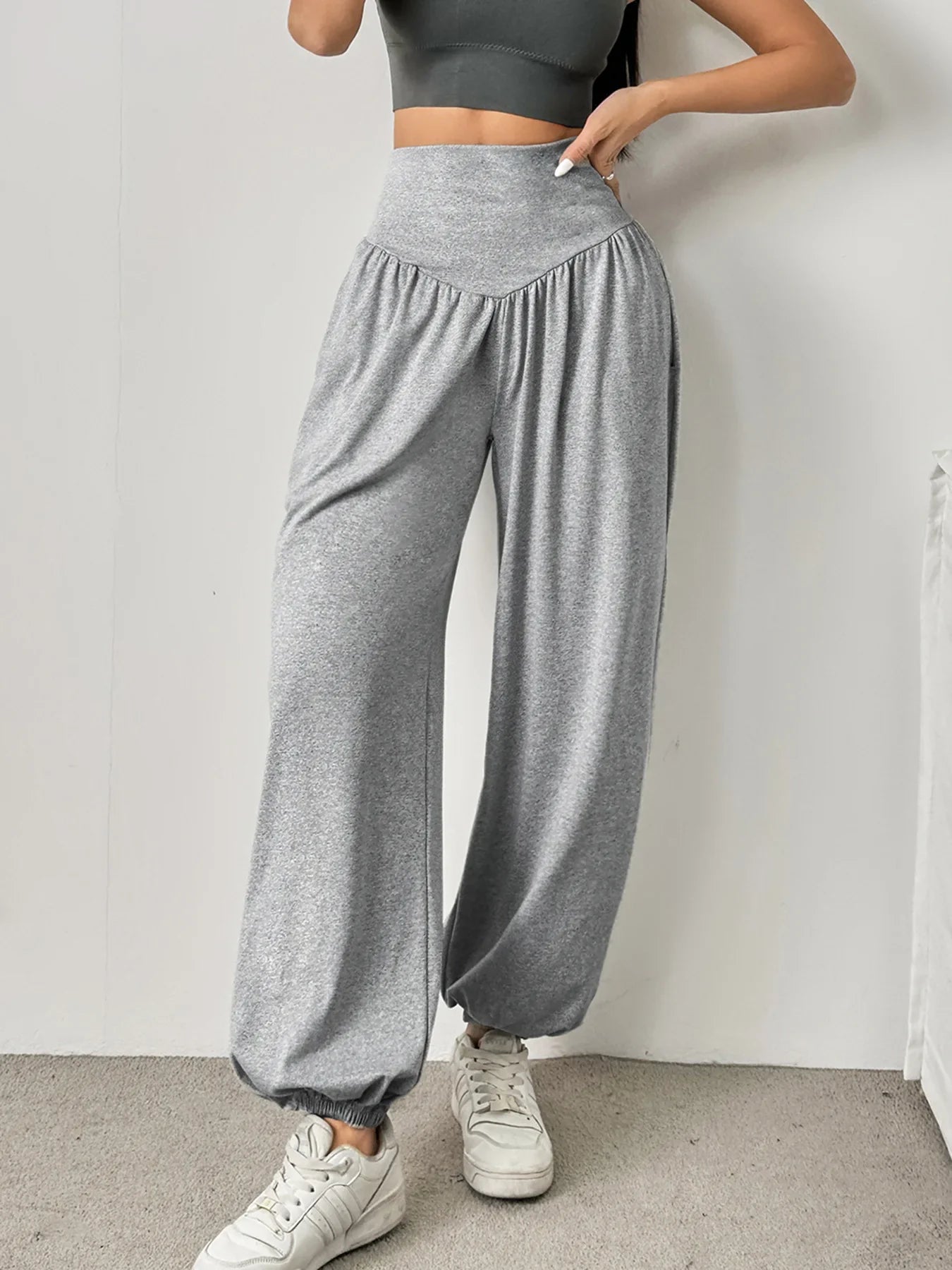 Women’s High Waist Lantern Leggings – Breathable Cuffed Dance & Gym Fitness Jeggings Comfort Pants
