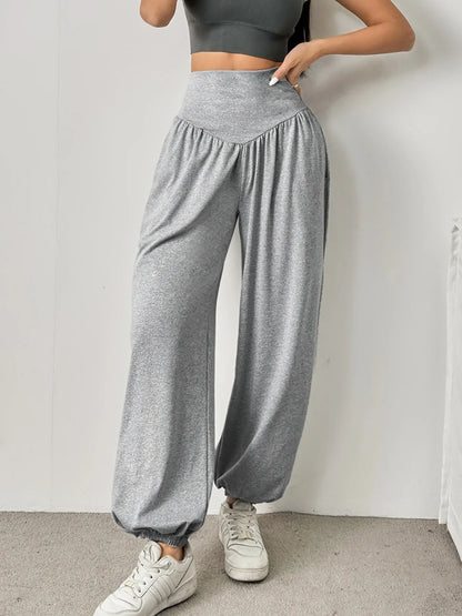 Women’s High Waist Lantern Leggings – Breathable Cuffed Dance & Gym Fitness Jeggings Comfort Pants