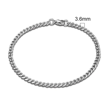 MKENDN Punk Rock Stainless Steel Cuban Curb Link Chain Bracelet – 3–11mm Silver Biker Jewelry for Men & Women