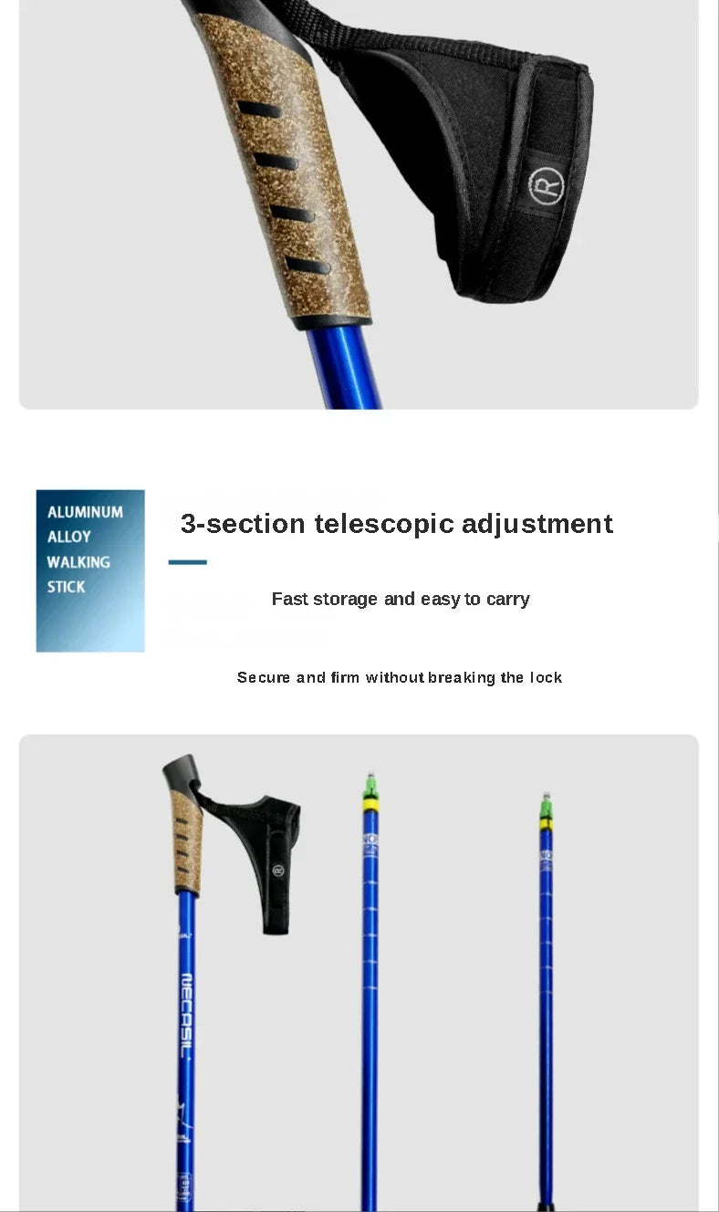 2PCS Nordic Walking Poles — Telescopic 7075 Aluminum Trekking Sticks for Hiking & Senderismo