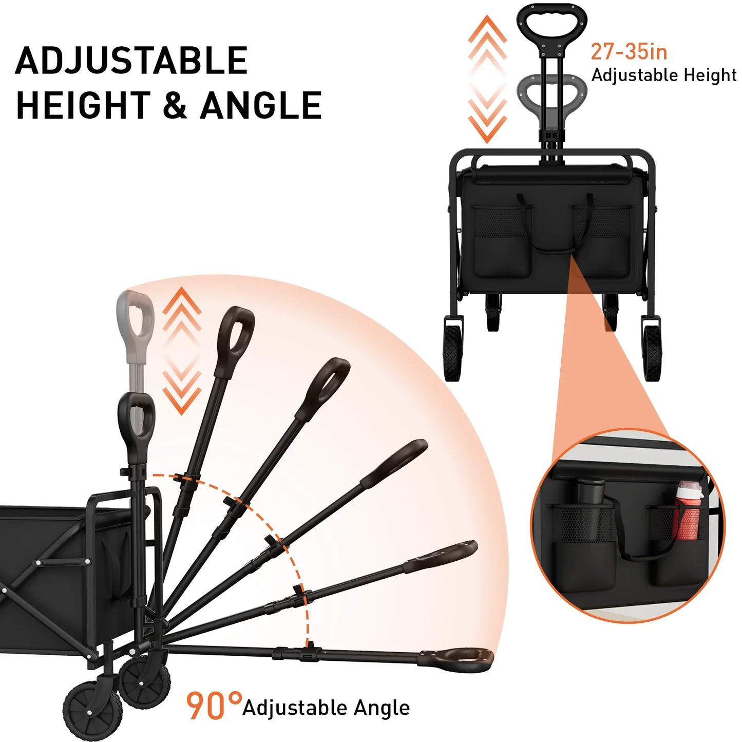 Portable Folding Handcart – Adjustable Height & Angle, Easy Fold, Heavy-Duty Load Carrier for Beach & Camping