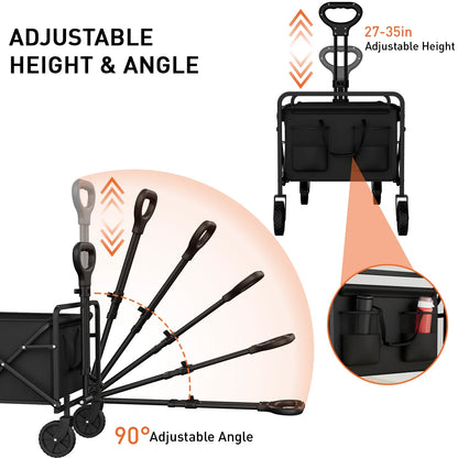 Portable Folding Handcart – Adjustable Height & Angle, Easy Fold, Heavy-Duty Load Carrier for Beach & Camping