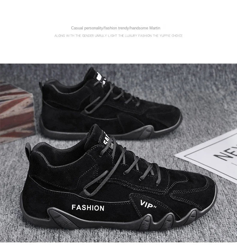 2024 Men’s Spring Ankle Boots – Casual Lace-Up Khaki Sneakers, Non-Slip Work Shoes & Loafers