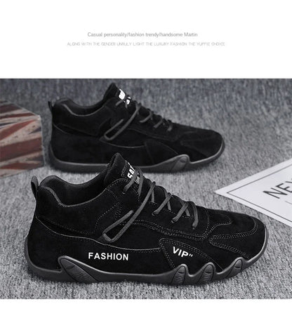 2024 Men’s Spring Ankle Boots – Casual Lace-Up Khaki Sneakers, Non-Slip Work Shoes & Loafers