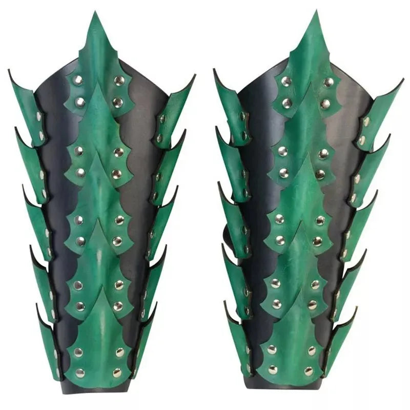 Medieval Steampunk Viking Bracer – PU Leather Scale Arm Armor for Knight, Warrior LARP Cosplay & Theatre Costume